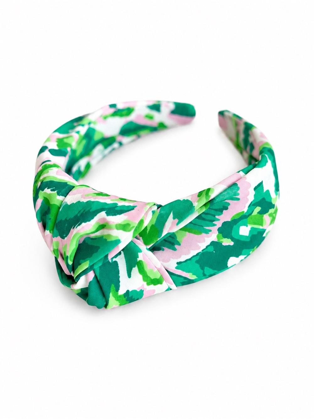 Printed Knot Headband in Pink and Green